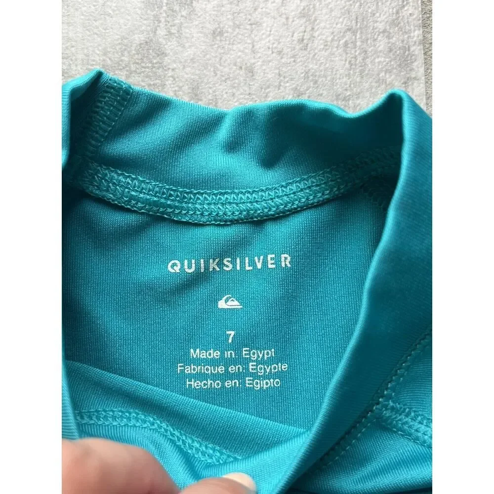 Quiksilver Boy Girl Kids Short 1/2 Sleeve UPF 50 Rash Guard Beach Swim Shirt 7